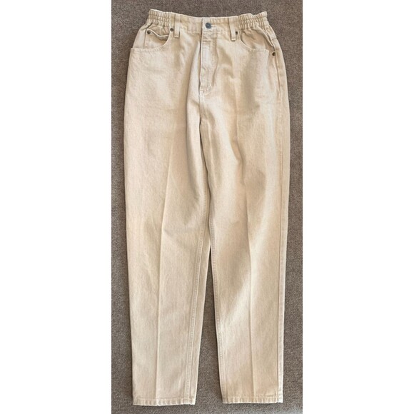 LL Bean Original Fit Jeans Womens 8 High Rise Relaxed Comfort Waist Khaki Denim - Picture 1 of 7